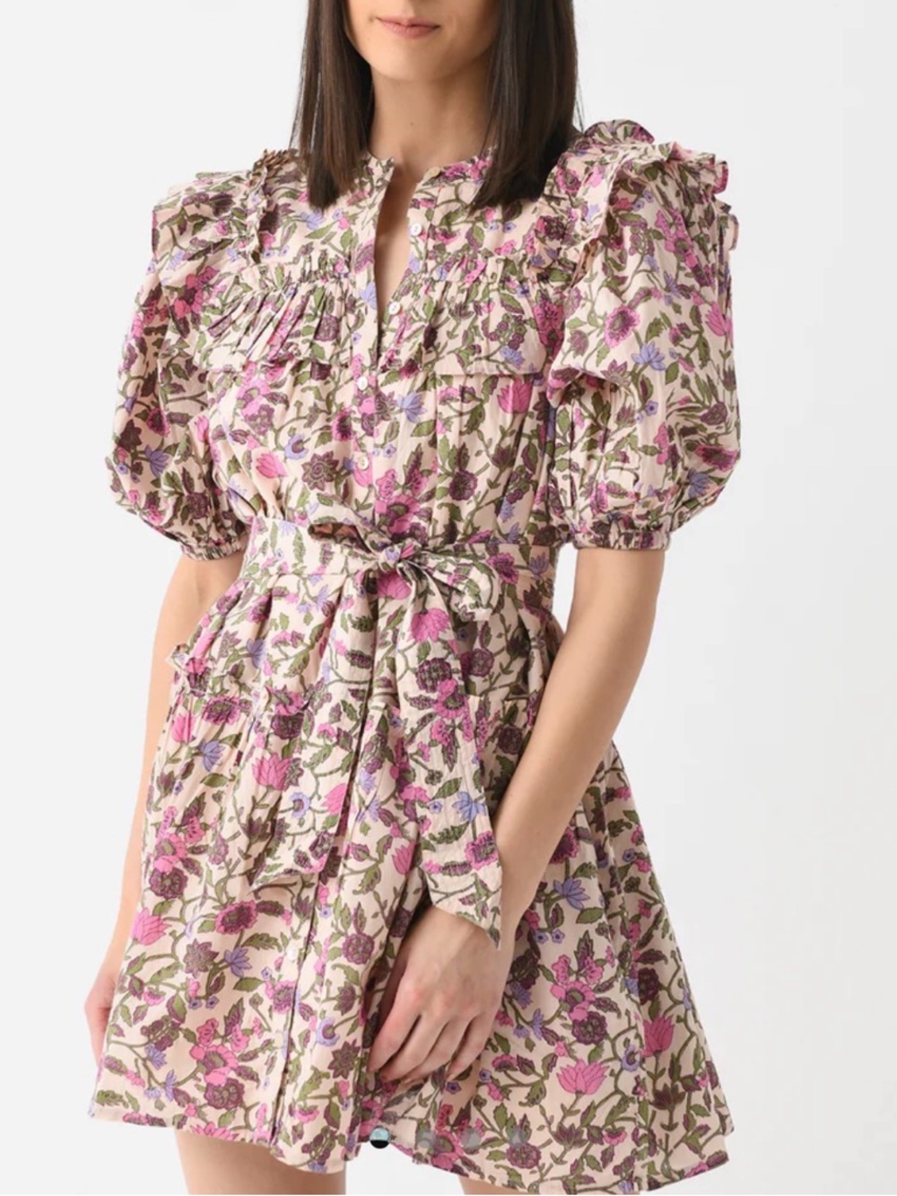 NWT Cleobella Willa Mini Dress Organic Cotton Kaia Floral Print Size Large